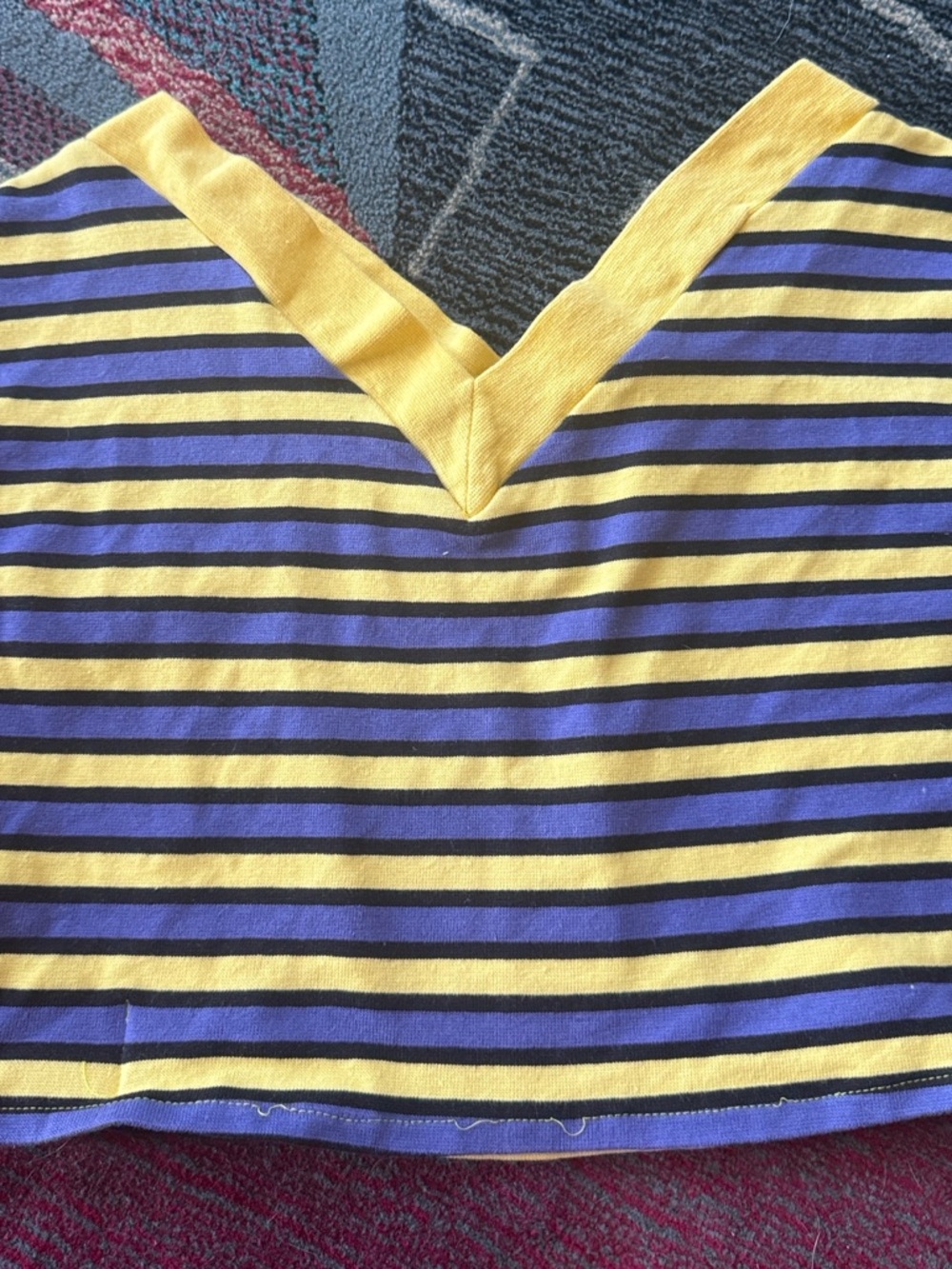 Guy Laroche Yellow, Purple and Black Striped Knit Top